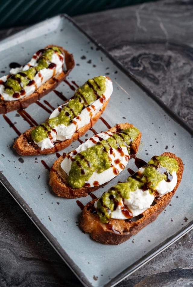 Burrata & Pesto Crostini.