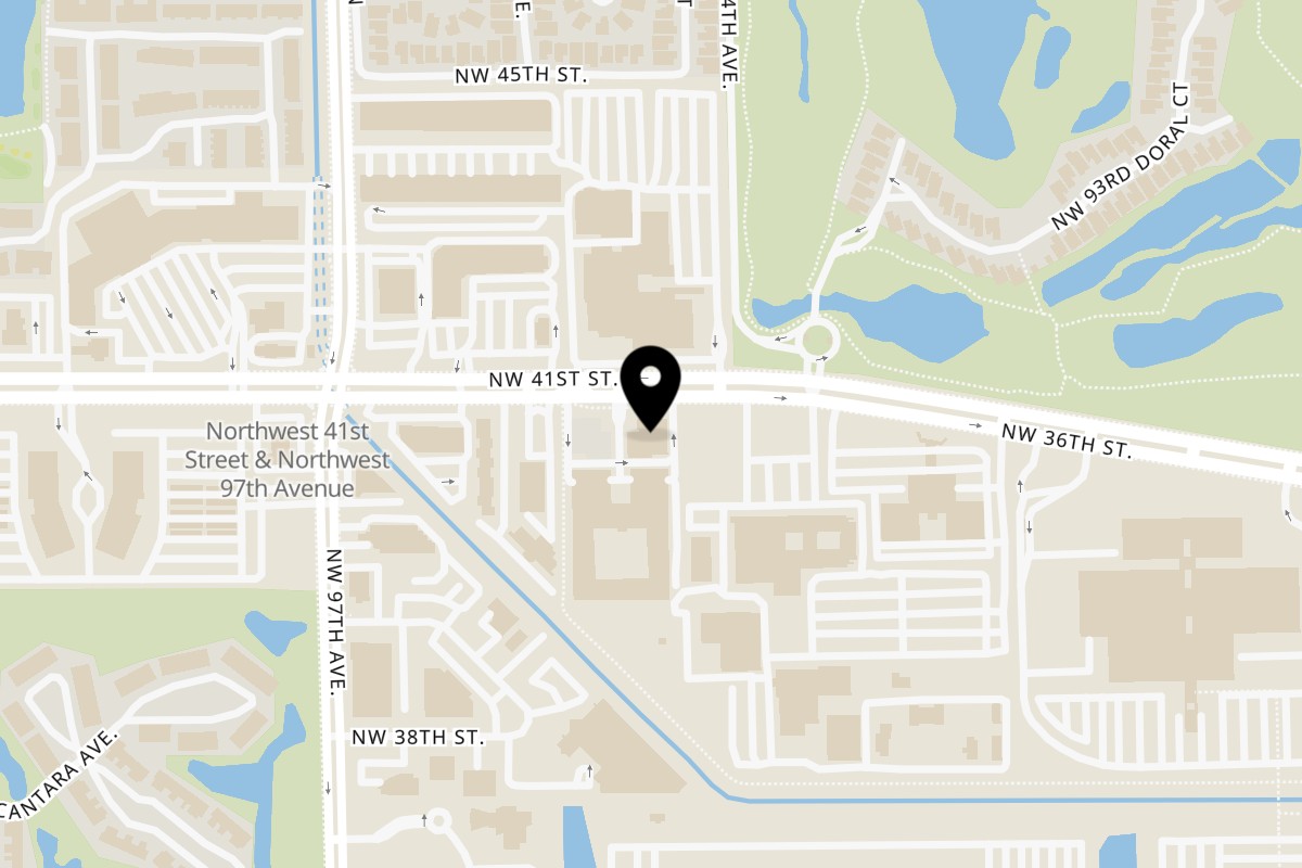 Map showing the location of Adriano's Doral on 9420 NW 41st St in Doral